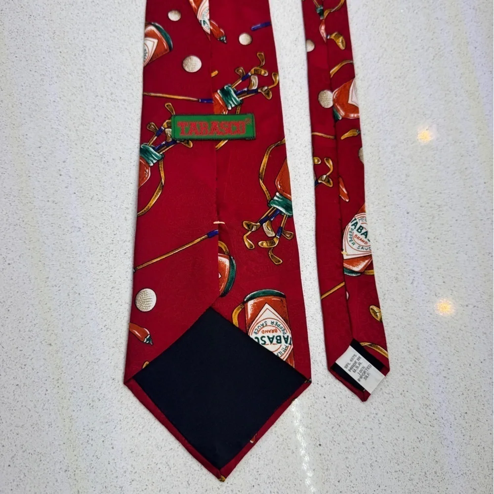 Vintage Tabasco Golf Red Silk Tie